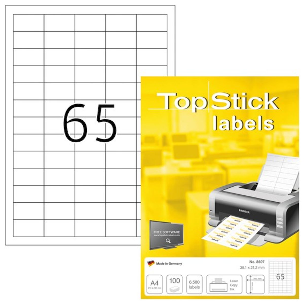 Etiketter TopStick 38,1x21,2mm (100)