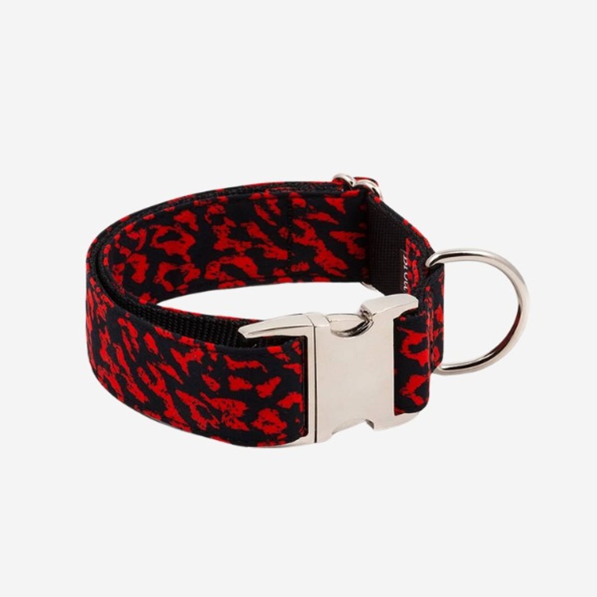 Brott Conesa // Håndlavet hundehalsbånd i nylon (rød leopard) - S