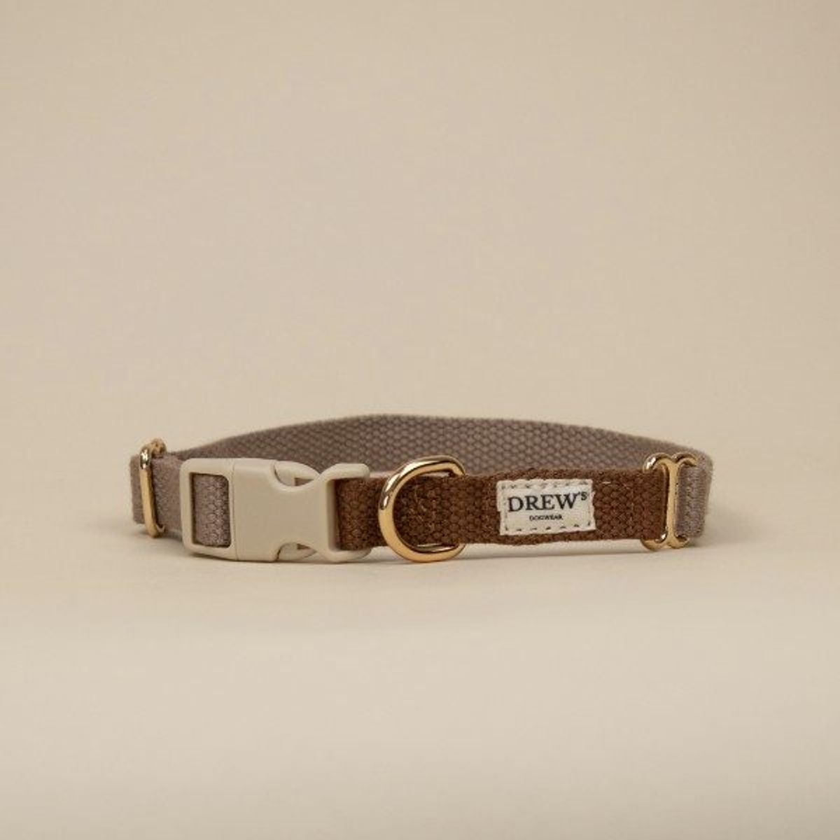 Drew's Dogwear Cortado // Justerbart halsbånd (brun/beige) - M