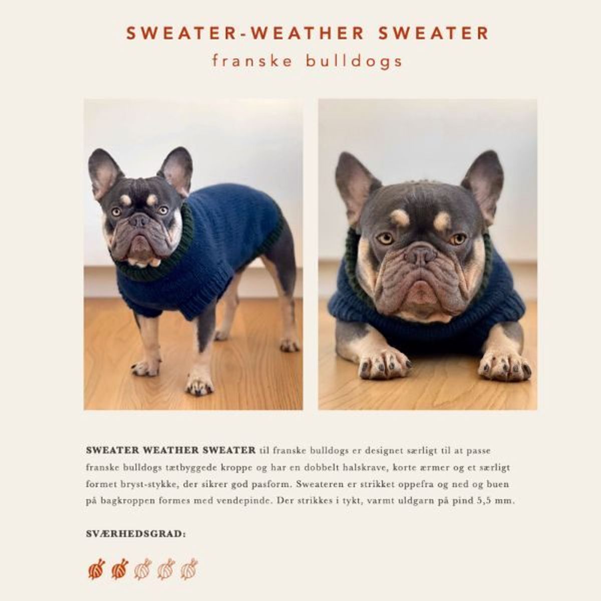 WEAR FIFI // Strikkeopskrift på hundesweater til fransk bulldog