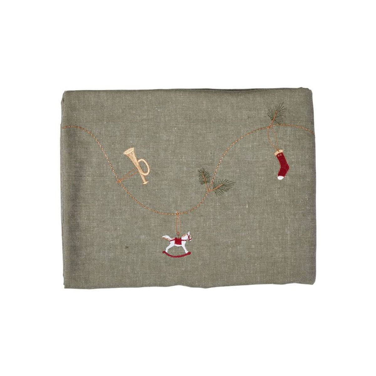 Speedtsberg Juledug m. broderi - 140 x 240 cm - Green Melange