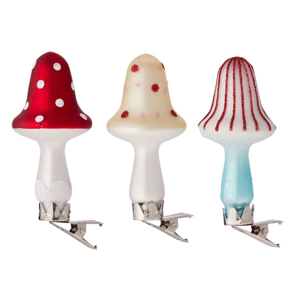 Bungalow Xmas Ornament m. clips - Mushrooms - 3 stk.