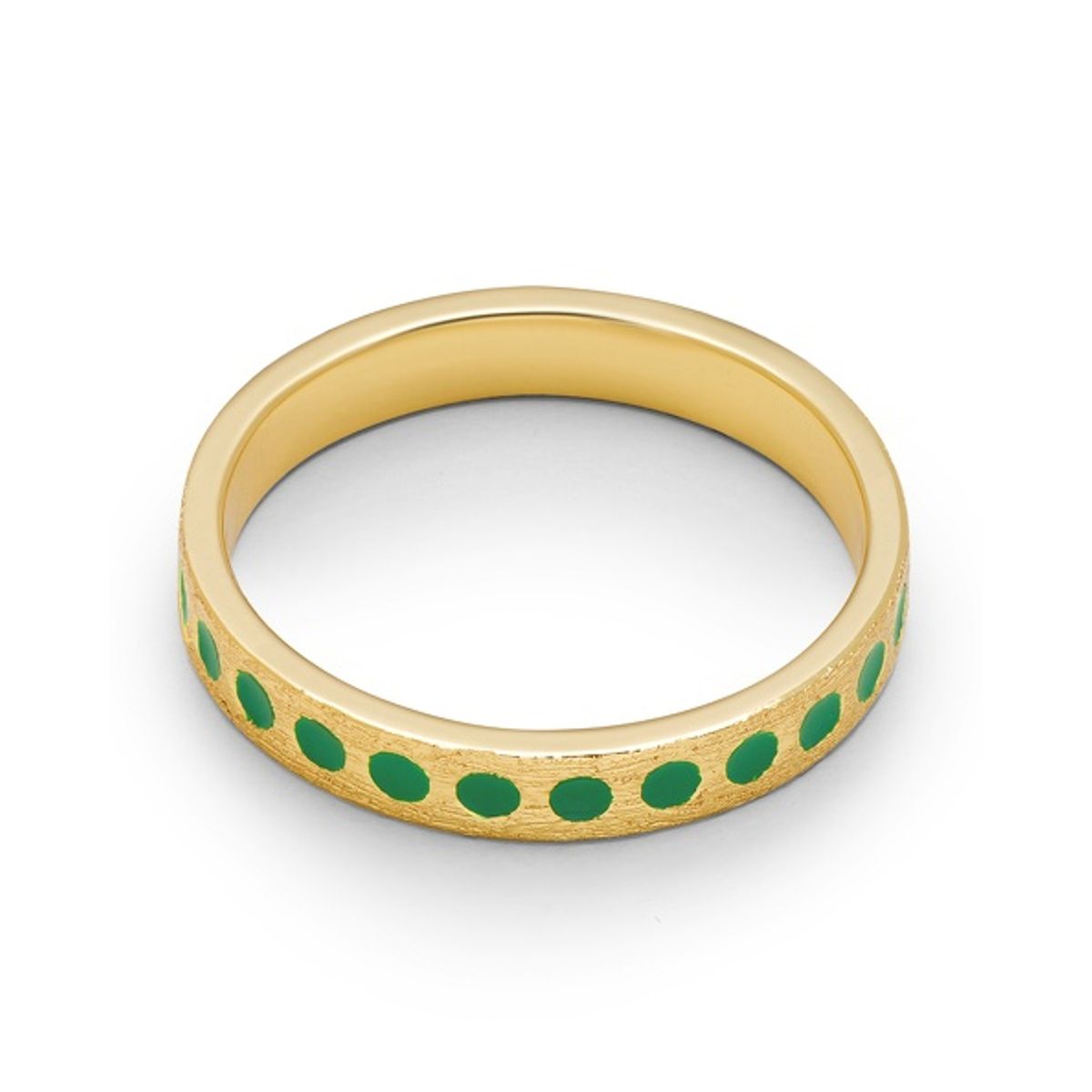 LULU Copenhagen Pattern Ring Gold Plated Light Green - str. 52