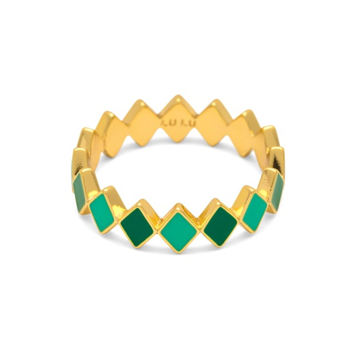 LULU Copenhagen Confetti Ring Gold Plated Green - Str. 55