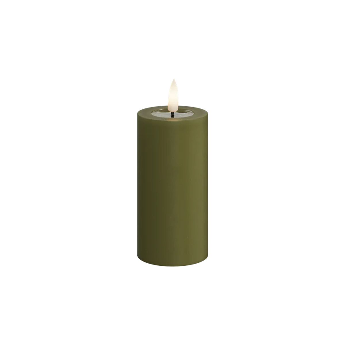 Deluxe Homeart LED Bloklys - Olive Green - 10 cm