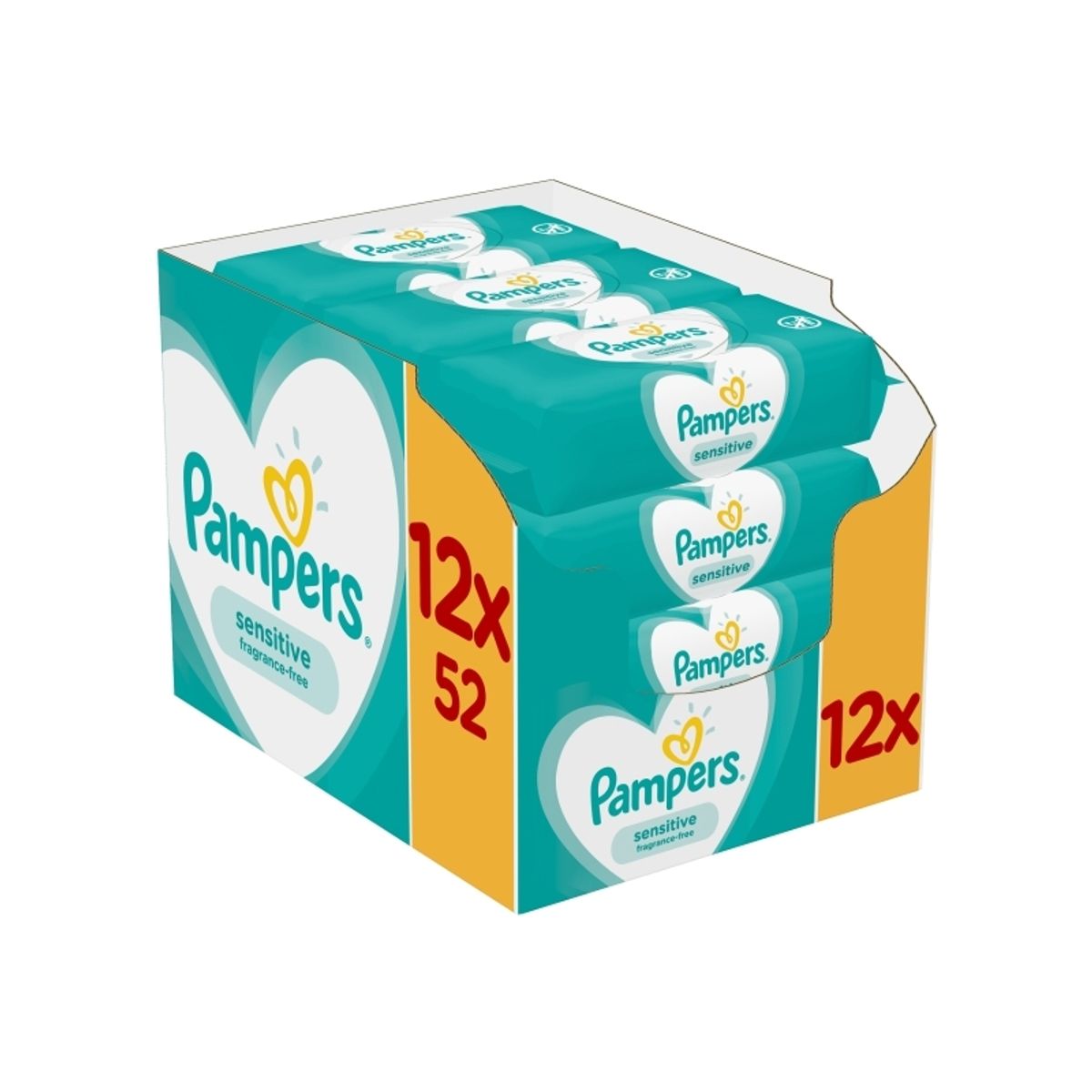 Pampers Sensitive Vådservietter Til Baby - Dermatologisk Testet, Allergivenlig, Neutral Ph, Parfumefri