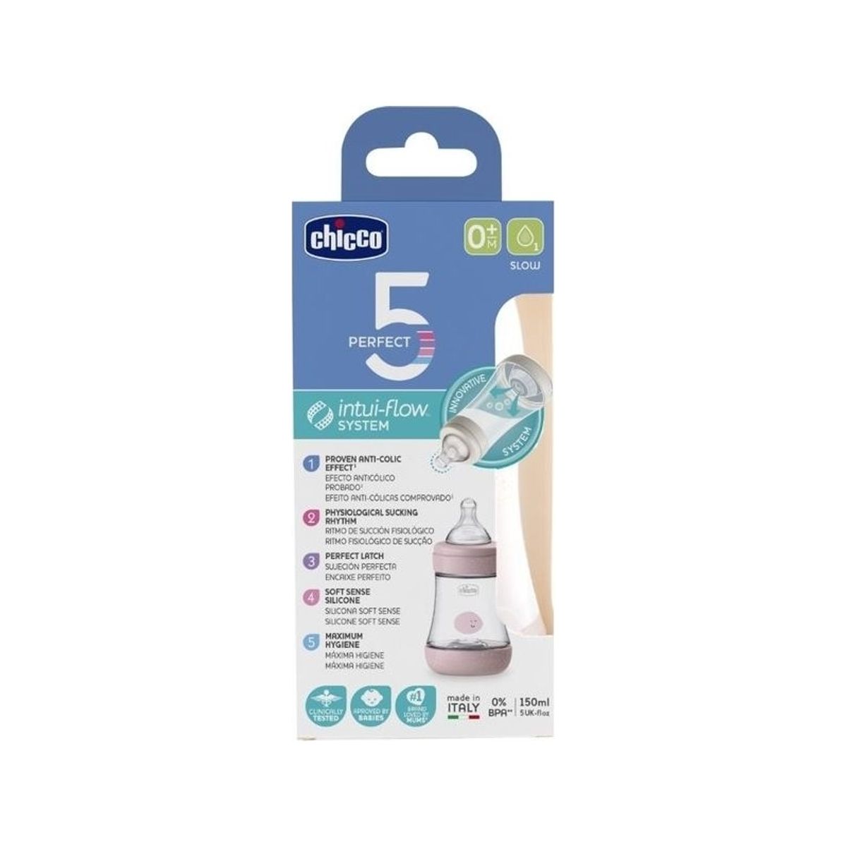 Chicco Perfect 5 Sutteflaske 150 Ml, Lyserød