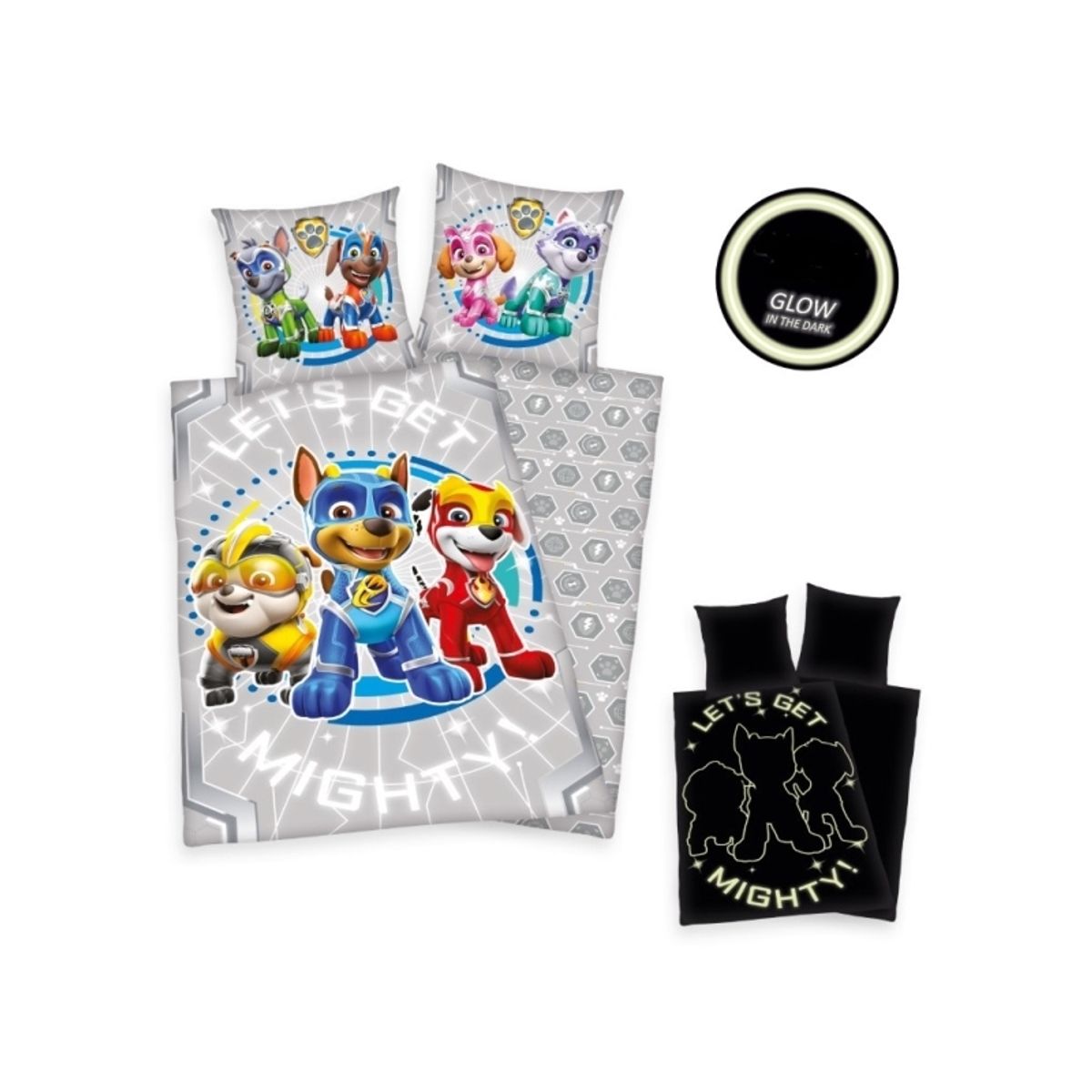 Paw Patrol Glow-In-The-Dark Sengetøj - 100 Procent Bomuld