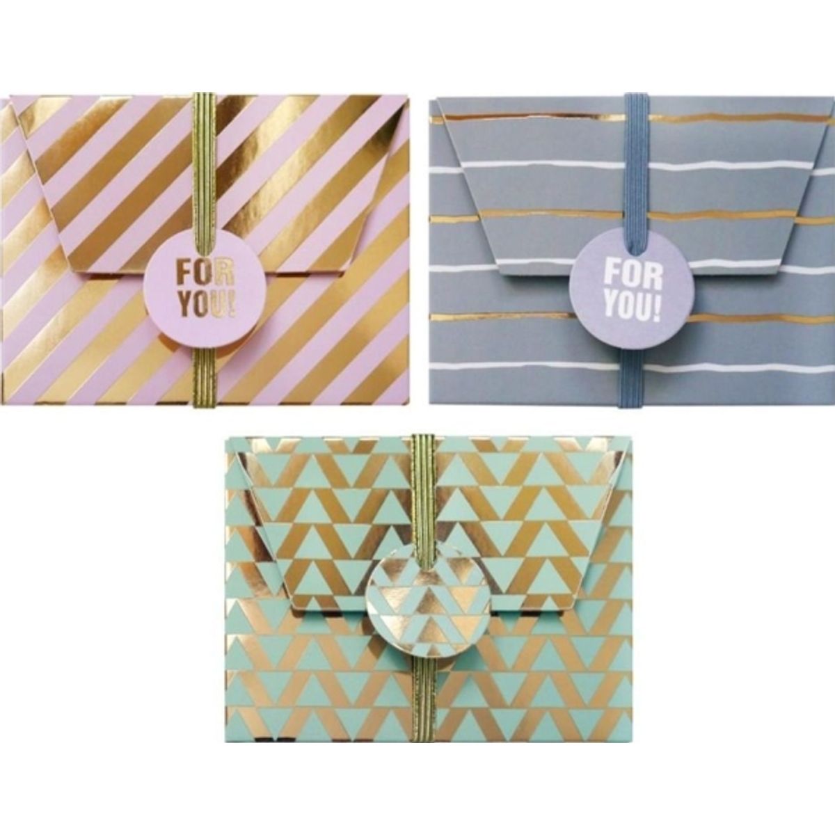 Incood Pastel-Gold Gift Card Boxes 3Pcs