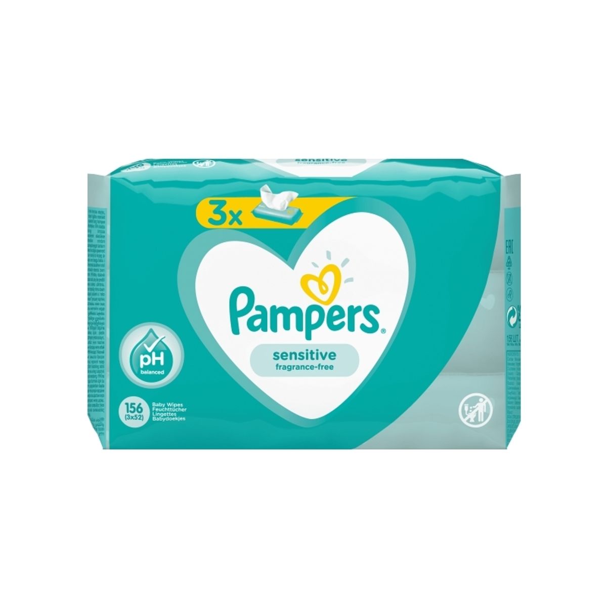 Pampers Sensitive 81687195, Vådservietter Til Baby, Dermatologisk Testet, Allergivenlig, Neutral Ph, Parfumefri