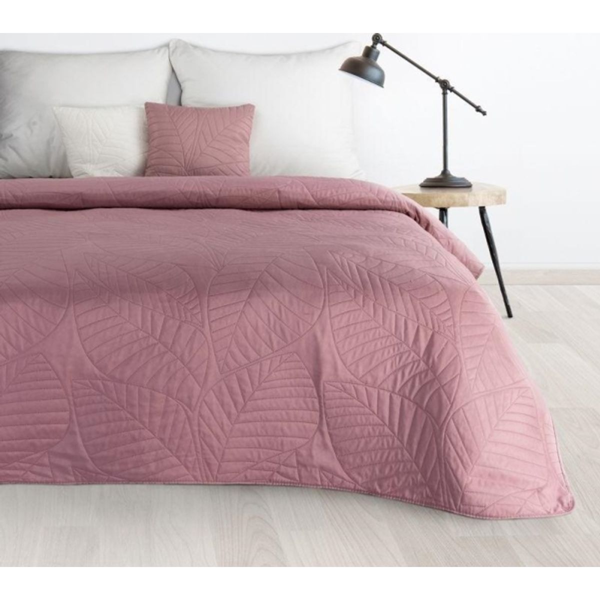 Eurofirany Design 91 Boni / 6 Sengetæppe, Varmpresset Quiltet Med Bladmønster, 170X210 Cm, Farve: Rosa Sengetæppe