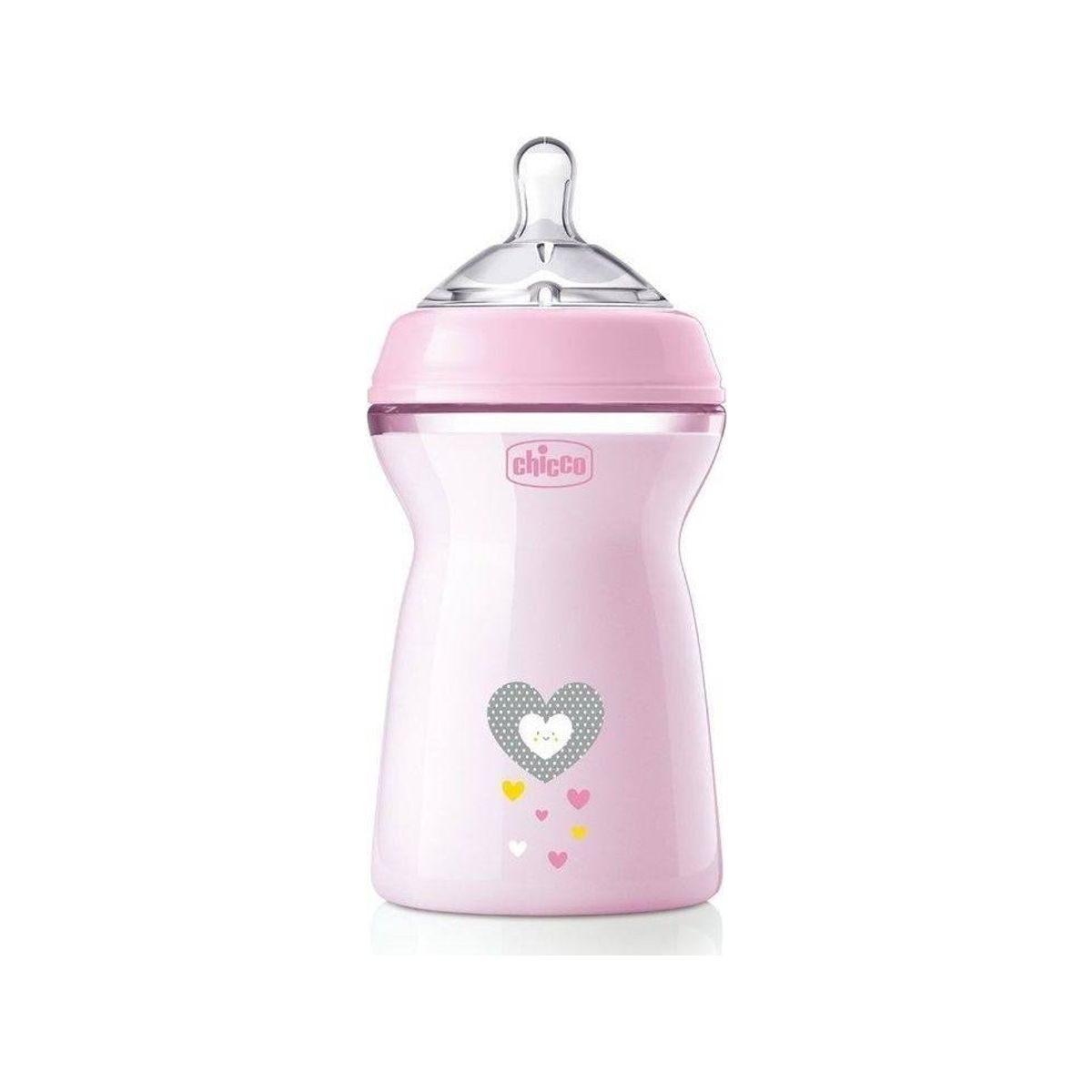 Chicco_Naturalfeeling Plastikflaske 330 Ml Med Silikone Sut Hurtig Gennemstrømning 6M+ Pink