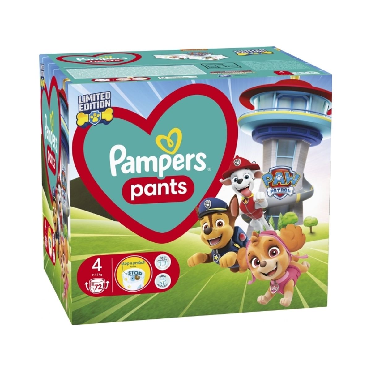 Pampers Active Baby Pants Bleer - Dog Patrol Pass, Str. 4, 9-15 Kg, 72 Stk.