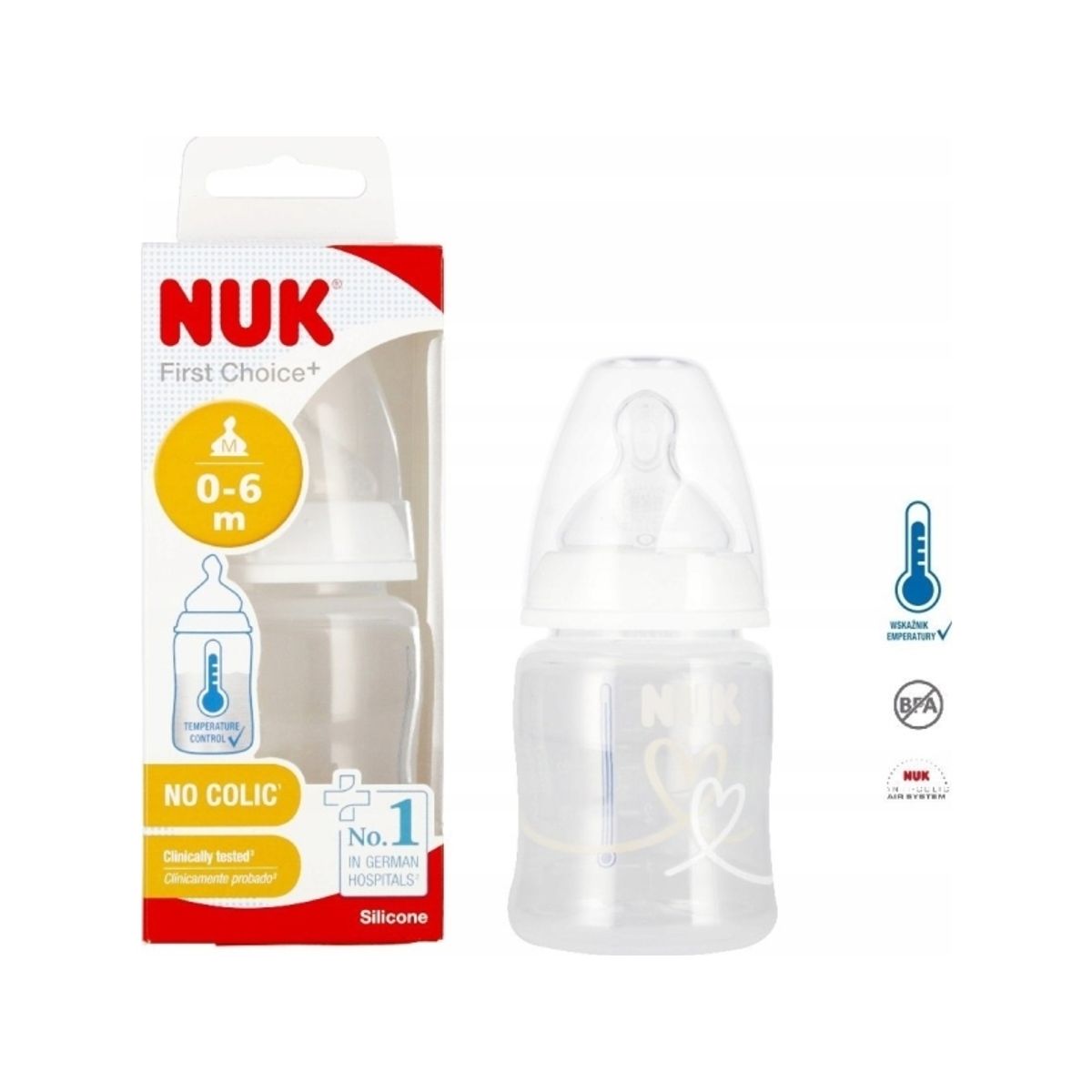 Nuk 400493 Flaske150ml Temperaturindikator 0-6 527893, 743875 Hvid