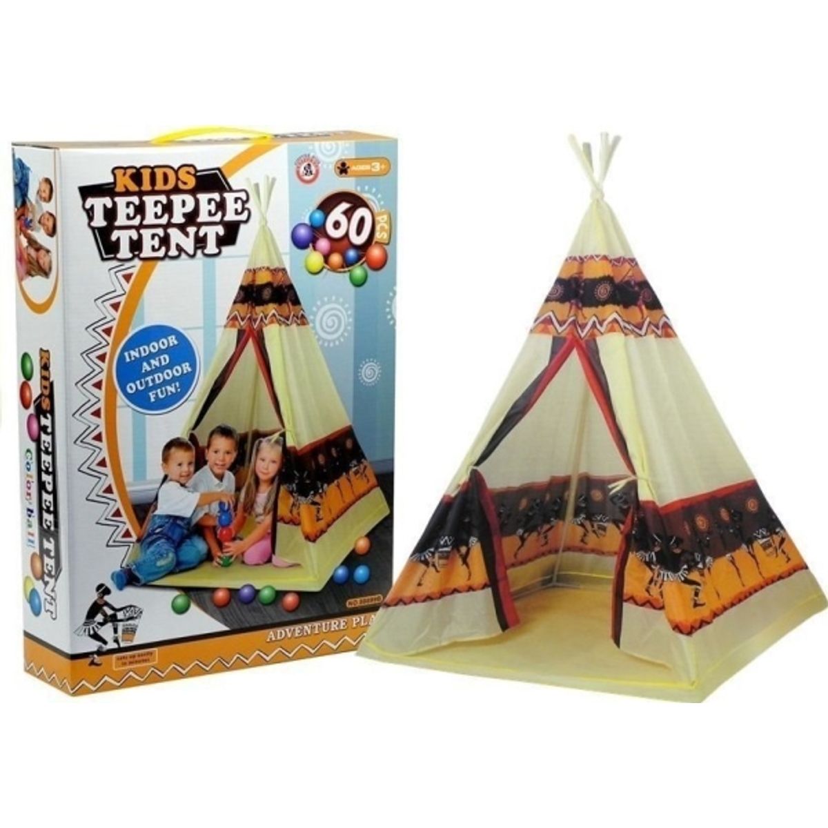 Lean Toys Tent Tipi Indian Playhouse + 60 Bolde 155 Cm