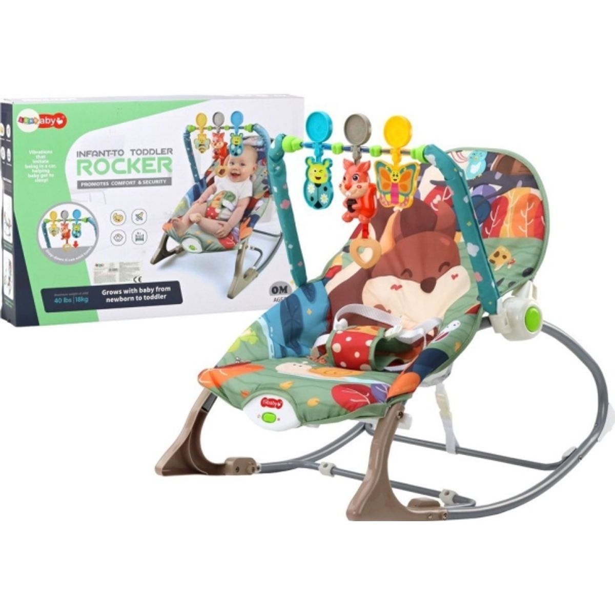 Leantoys Gyngestol Lounger 2In1 Vibration Sound Fox