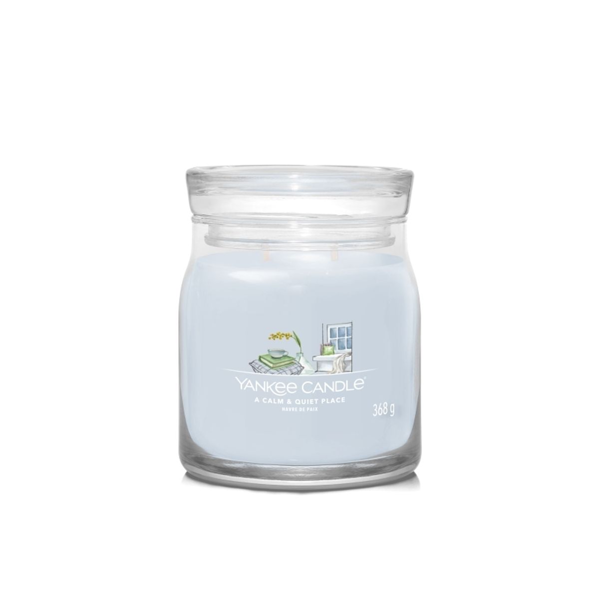 Yankee Candle A Calm & Quiet Place, Rund, Grå, Ravfarvet, Cedertræ, Jasmin, Mandarin, Musk, Patchouli, Sandeltræ, 50 T, 1 Stk