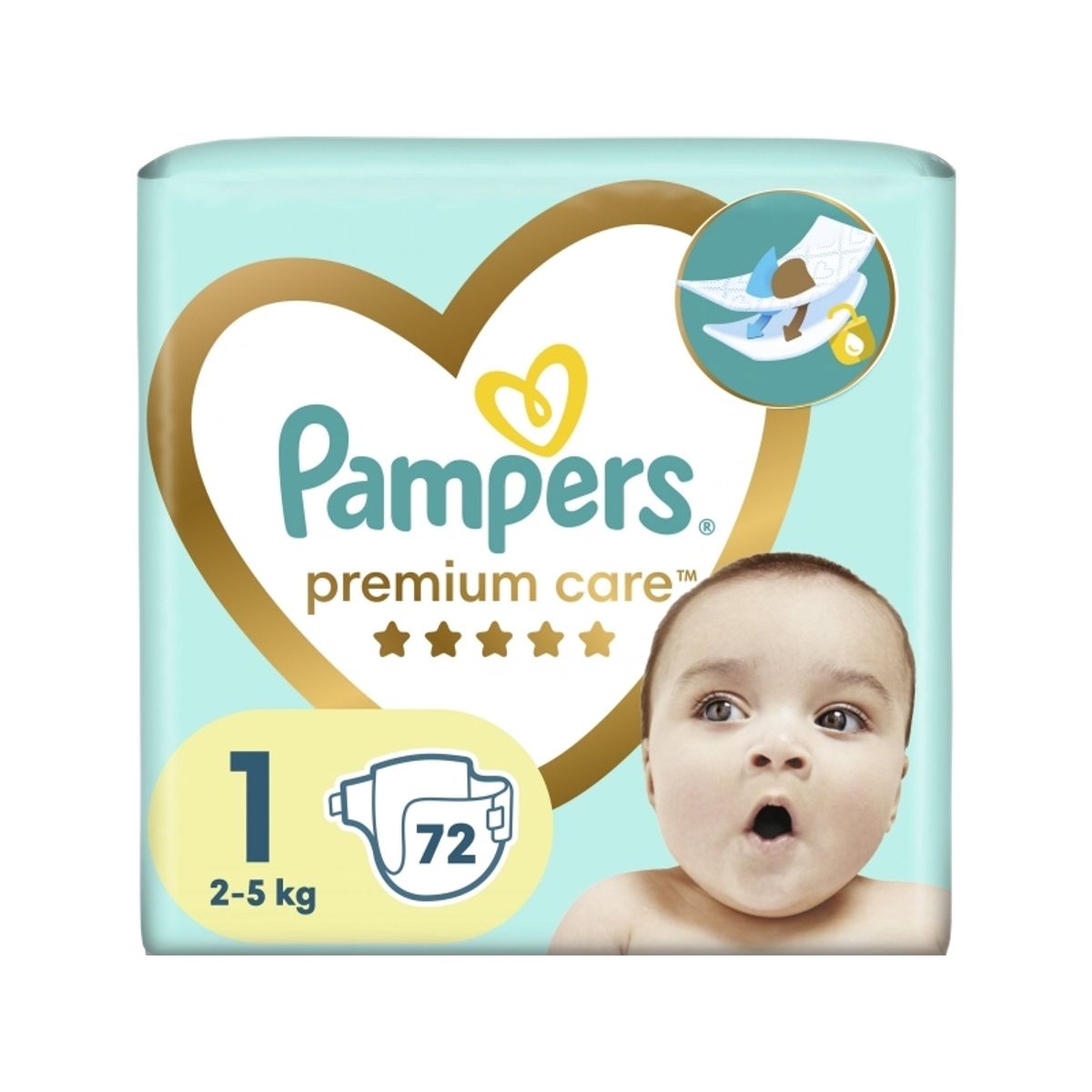 Pampers Premium Care Bleer, 1 Størrelse (Mini), 72 Bleer, 2-5 Kg