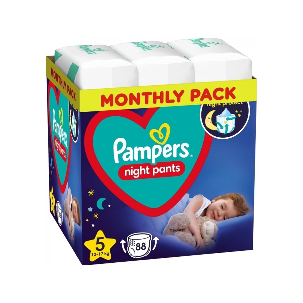 Pampers Pieluchomajtki Pants Night Monthly Pack 5, 12-17 Kg, 88 Szt.