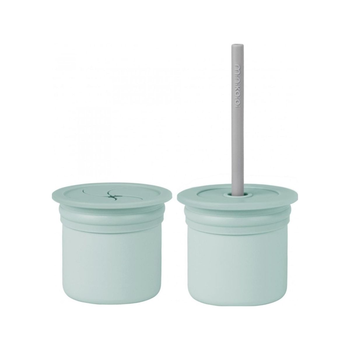 Minikoioi Minikoioi Mini Cup Sip+Snack 2In1, 6M+, River Green/Powder Grey, 101260008