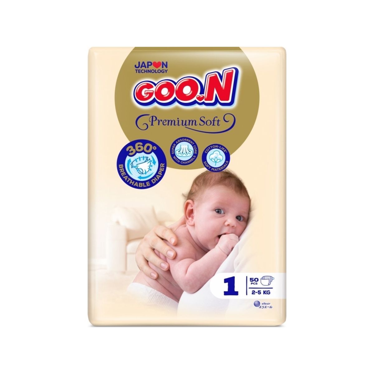 Goo.N Goo.N Premium Soft Diaper Tape_Size 1, 50 Pcs., 2-5Kg