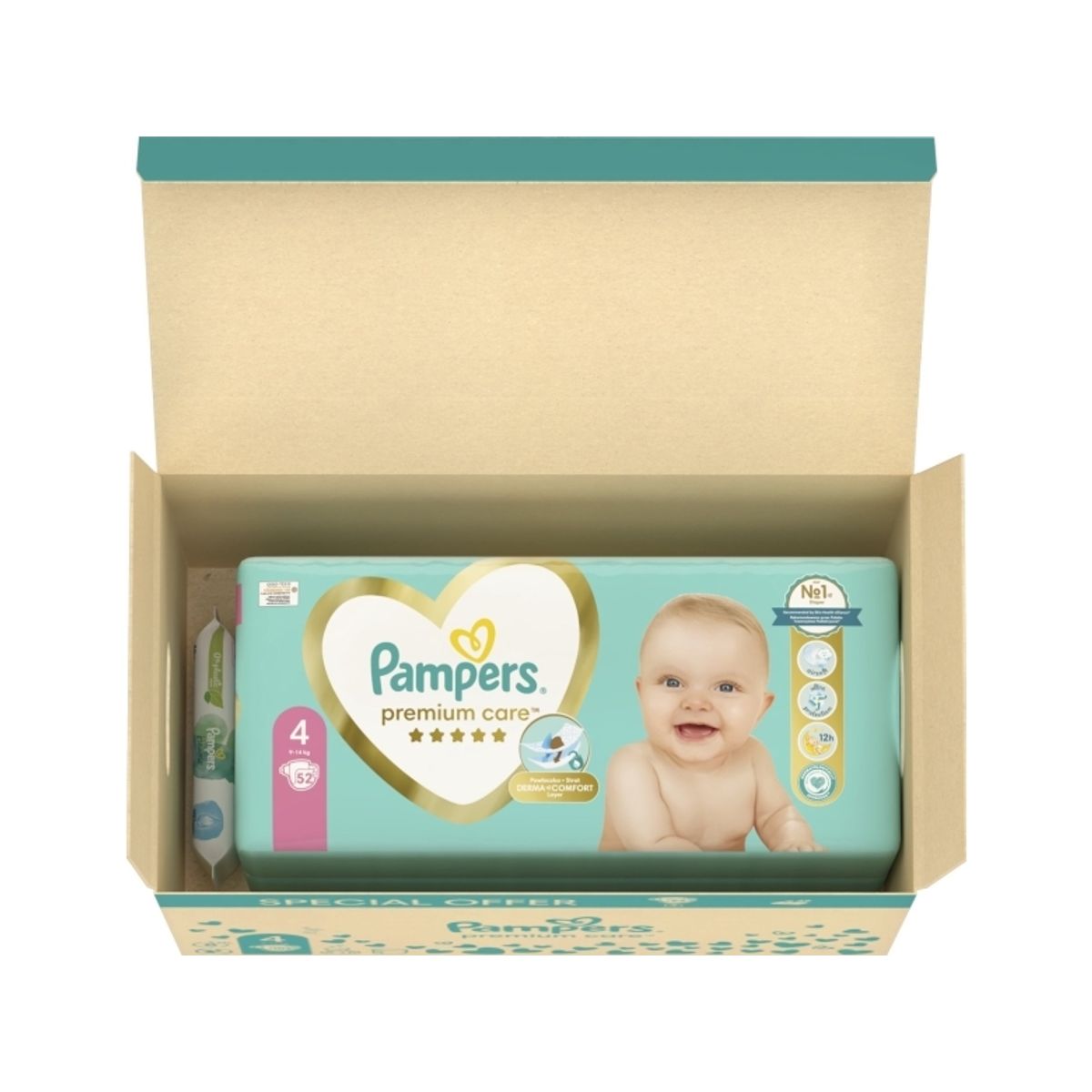 Pampers Premium Care Size 4, 104 Diapers + Aqua Wipes 48Ct, 80768591