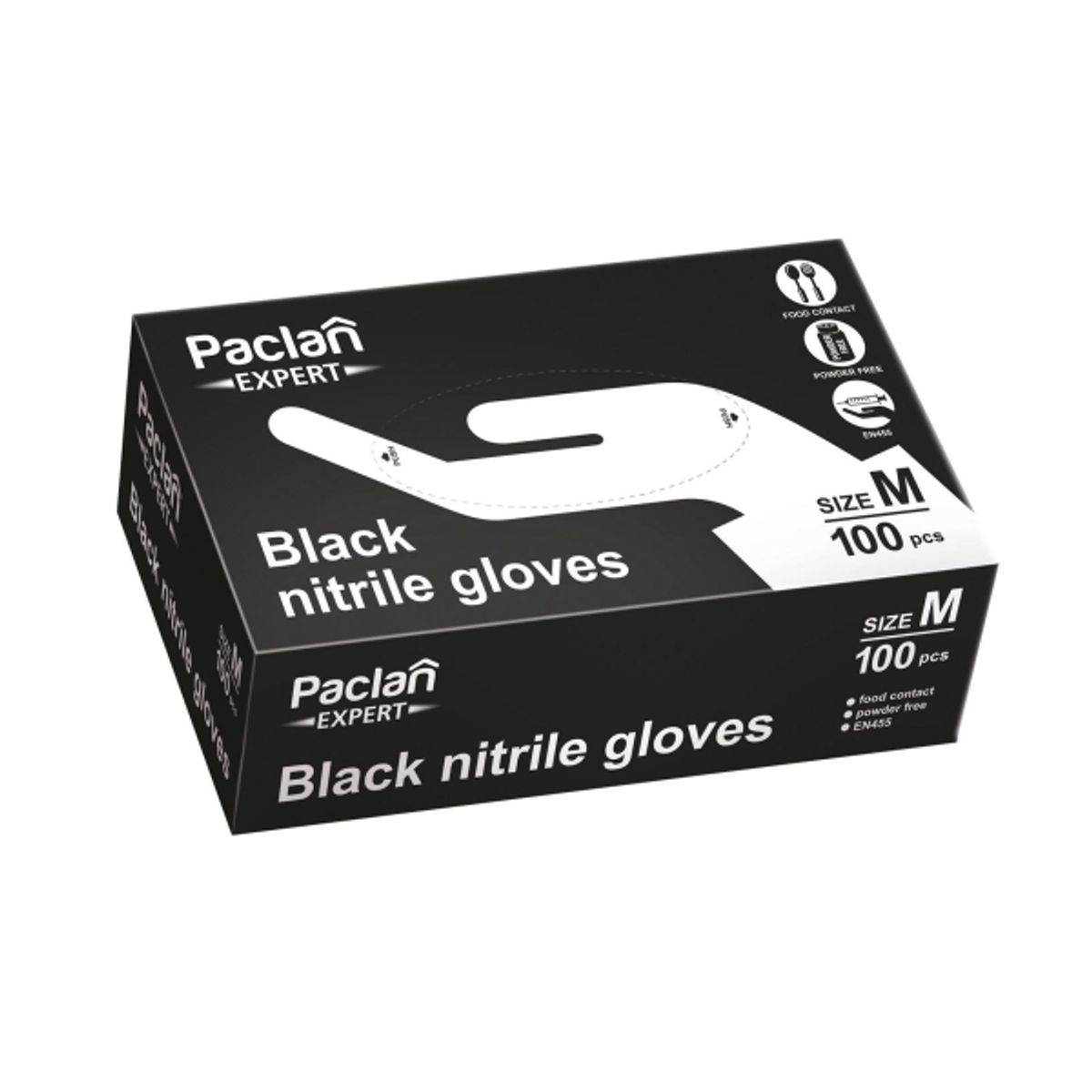 Paclan Exp Nitrile Gloves Black 100Pcs Boxm