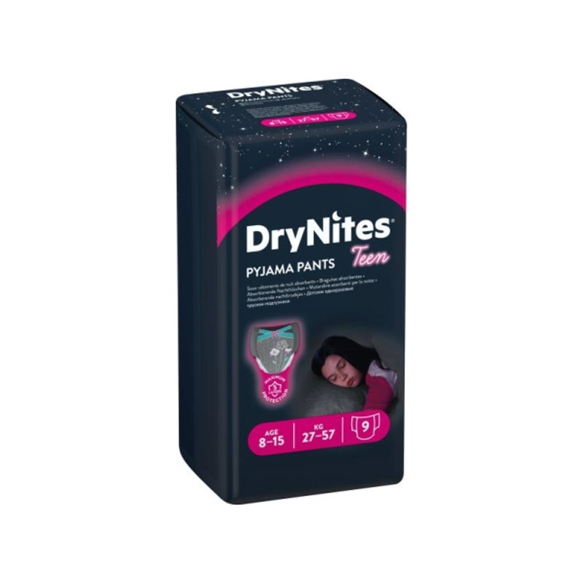 Huggies Dry Nites, Pige, Bukseble, 27 Kg, 57 Kg, Flerfarvet, Velcro