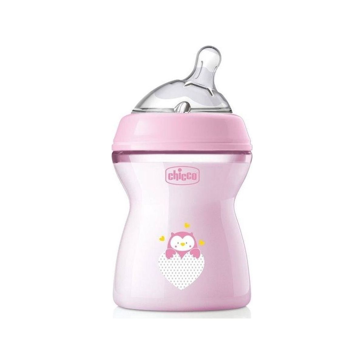 Chicco_Naturalfeeling Plastikflaske 250 Ml Med Silikone Sut Medium Flow 2M+ Pink