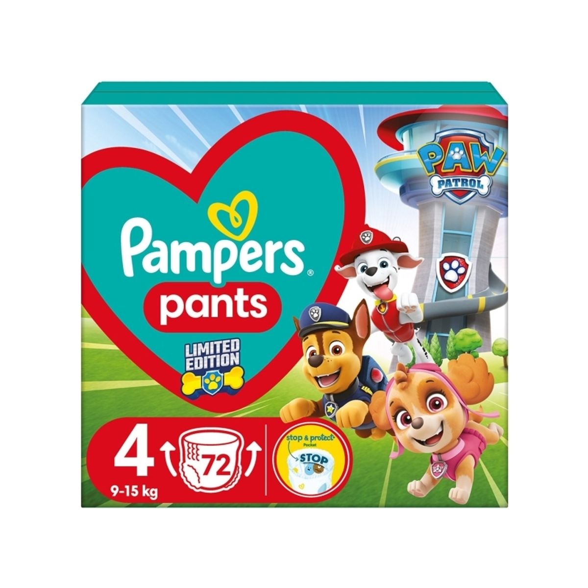 Pampers Active Baby Pants Bleer - Dog Patrol Pass, Str. 4, 9-15 Kg, 72 Stk.