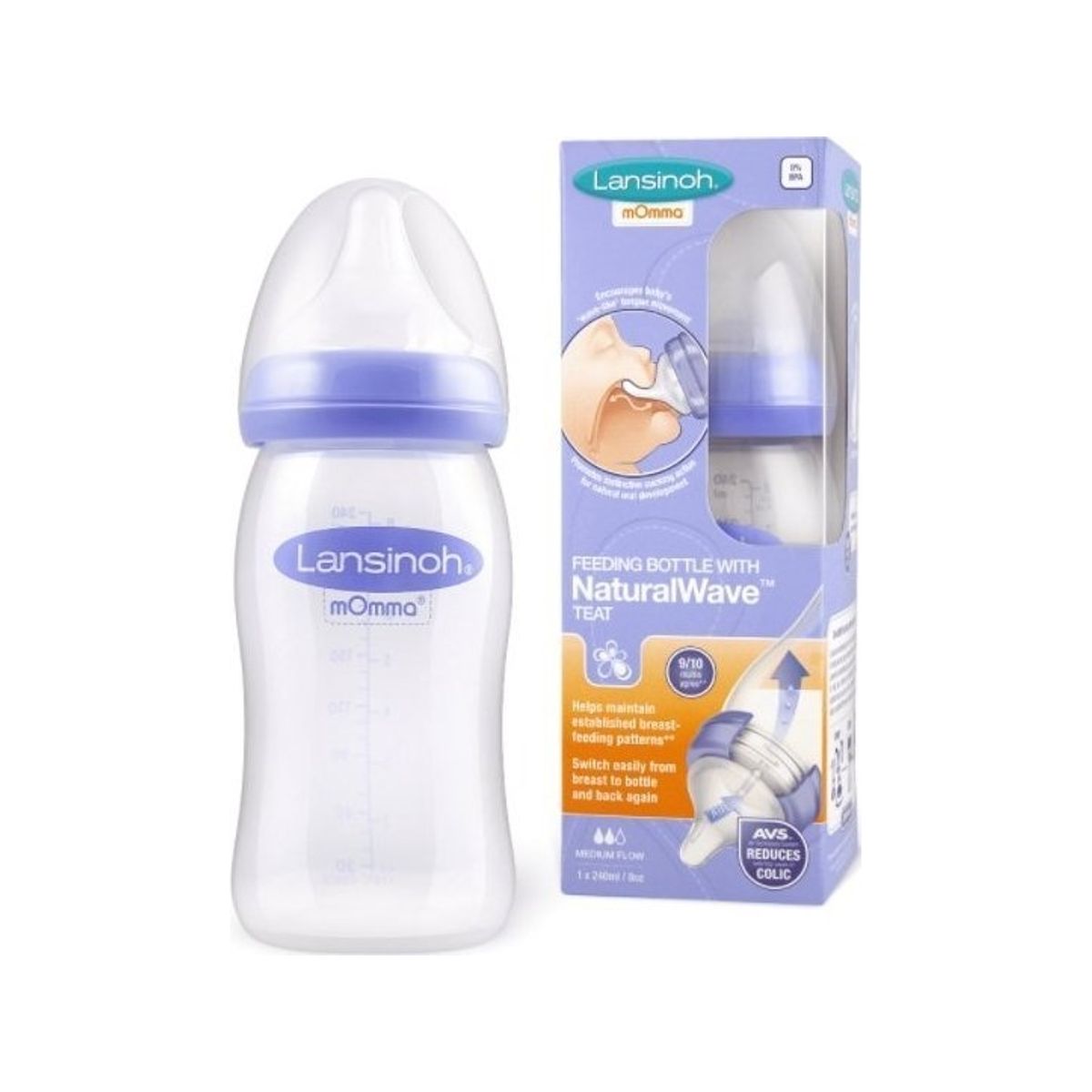 Lansinoh Feeding Bottle With Naturalwave® Teat Gb, 2X240ml, 75850