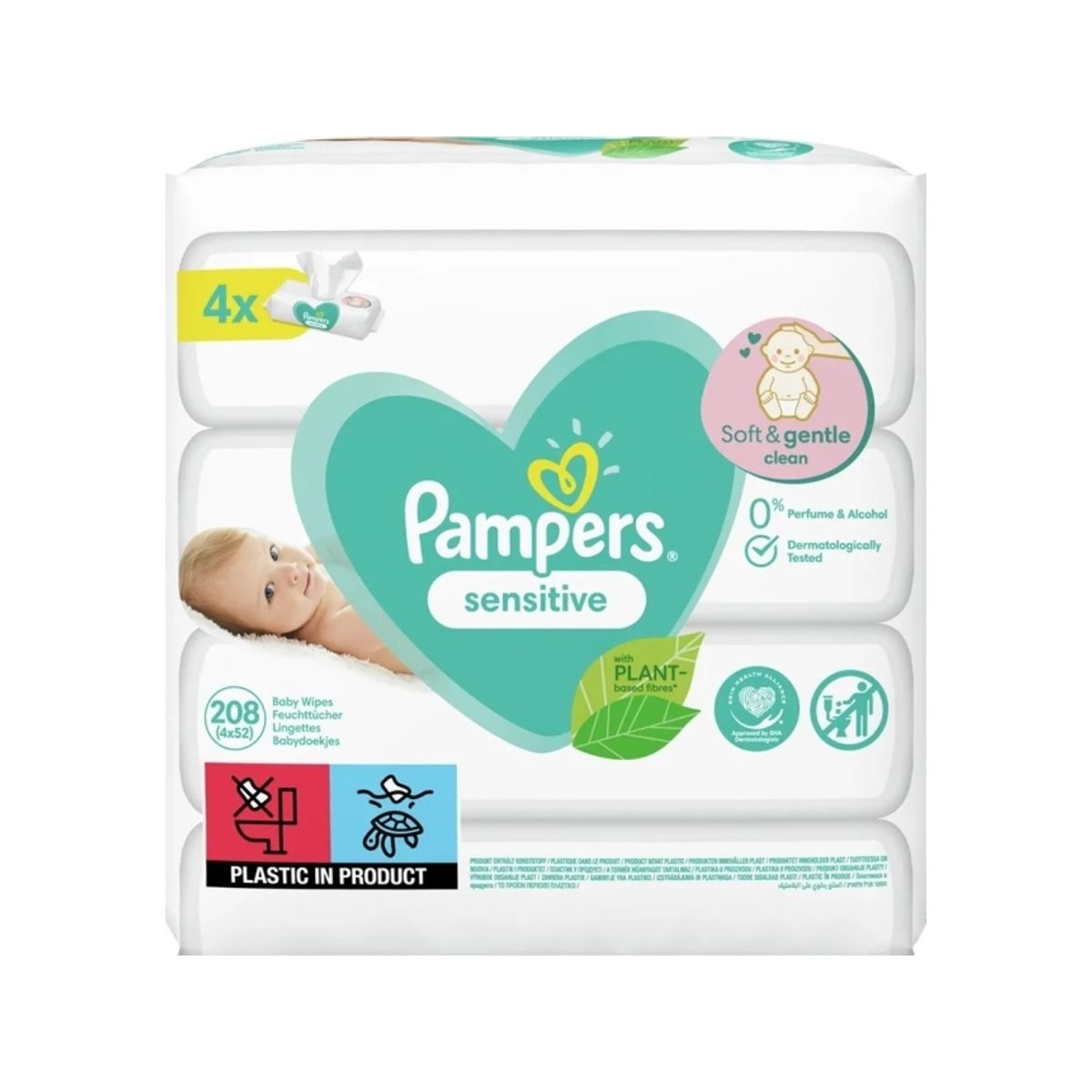 Pampers 81687197, Vådservietter Til Baby, Dermatologisk Testet, Neutral Ph