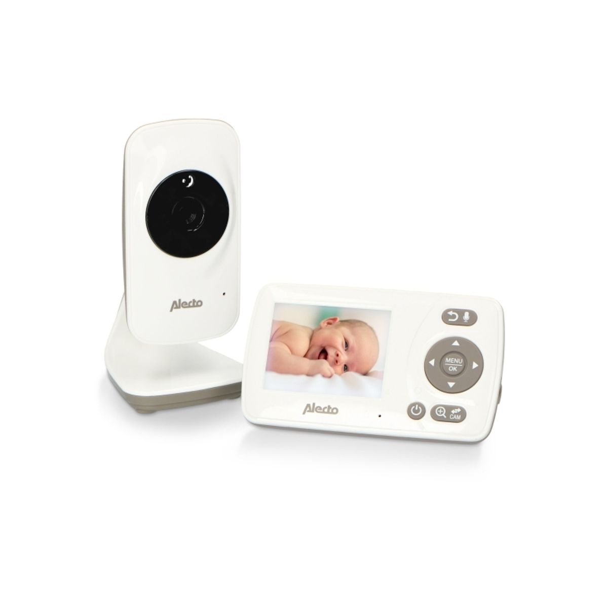 Niania Alecto Alecto Video-Babyalarm Med 2,4" Farvedisplay, Hvid/Taupe