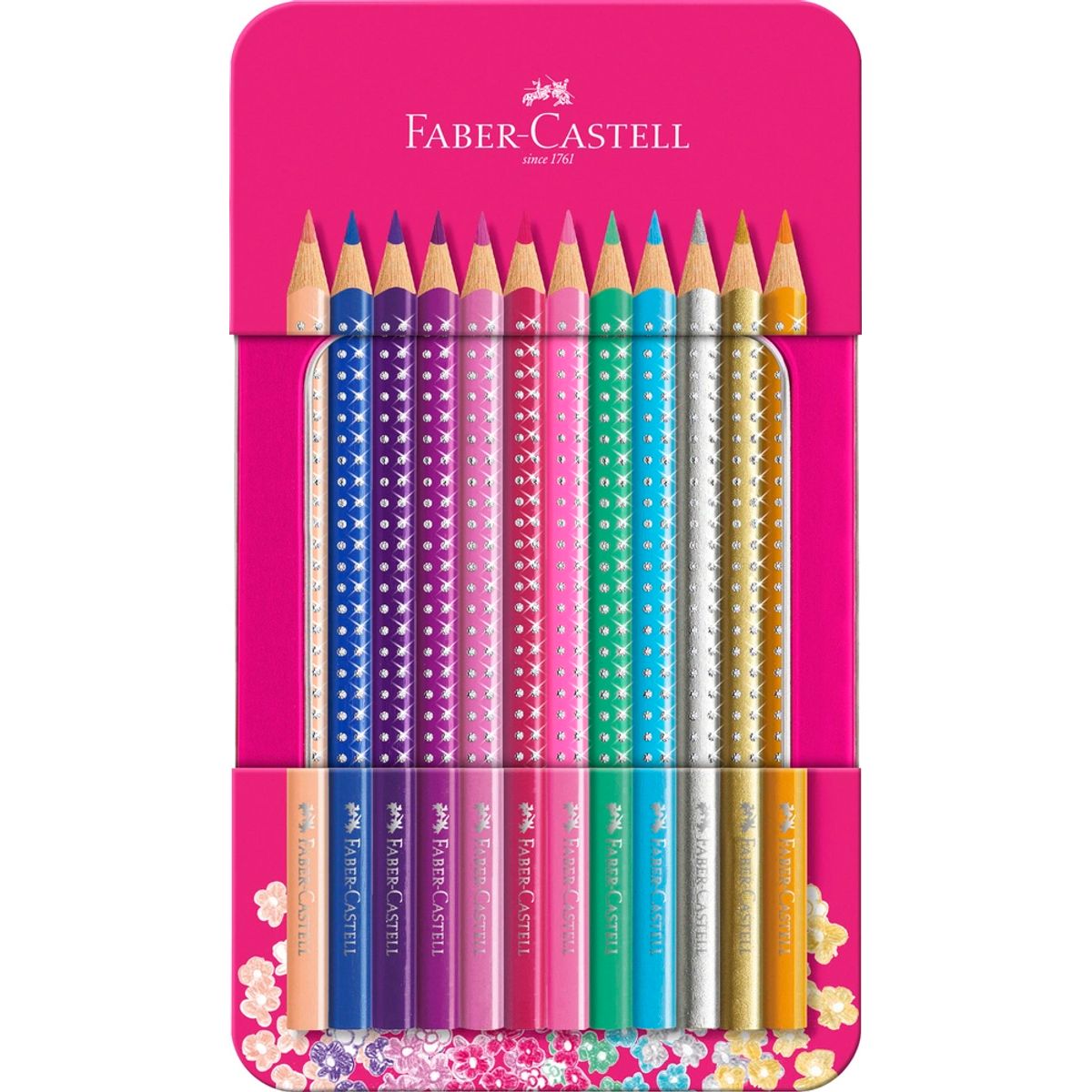 Farveblyant Faber-Castell sparkle 12 farver tinæske