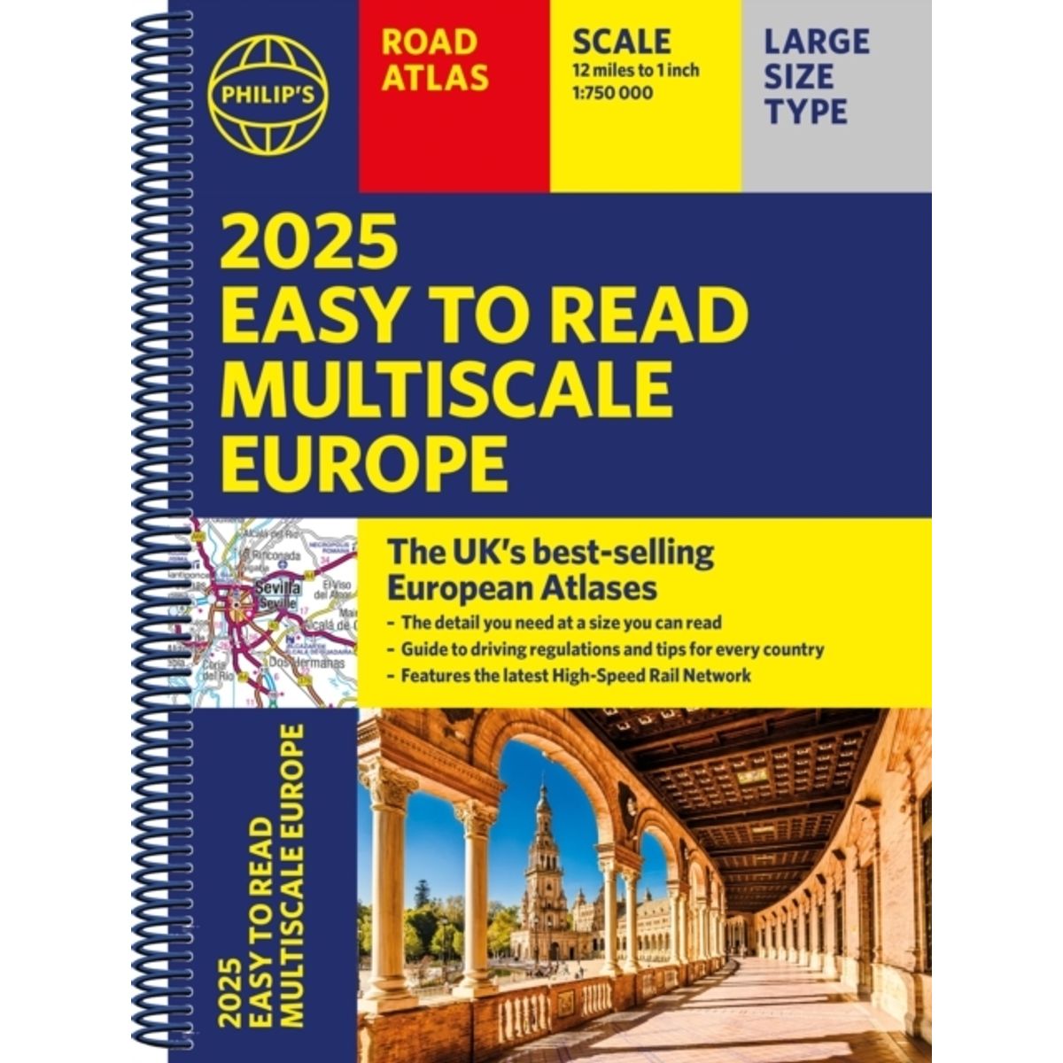 2025 Philip's Easy to Read Multiscale Road Atlas Europe