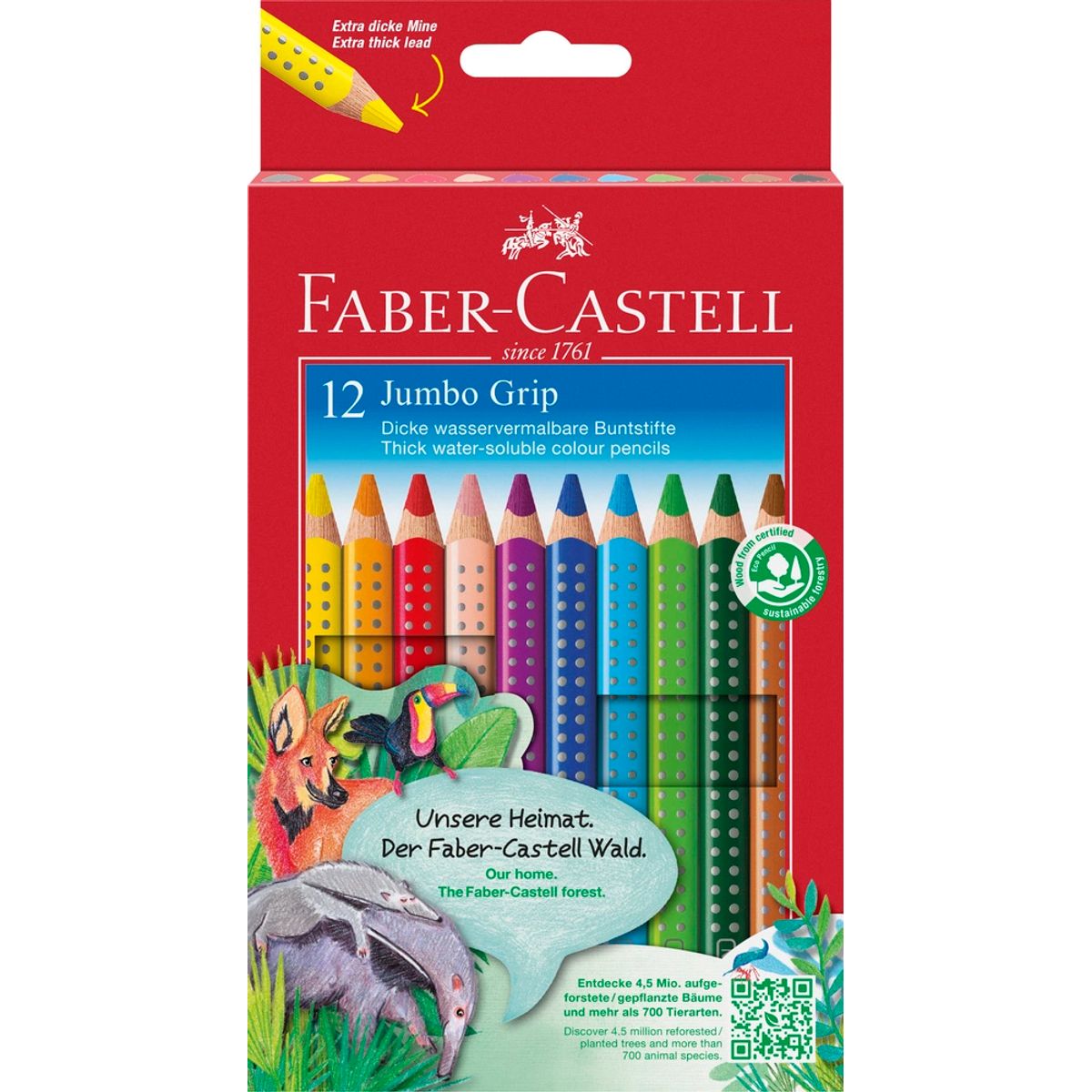 Farveblyant grip jumbo Faber-Castell 12