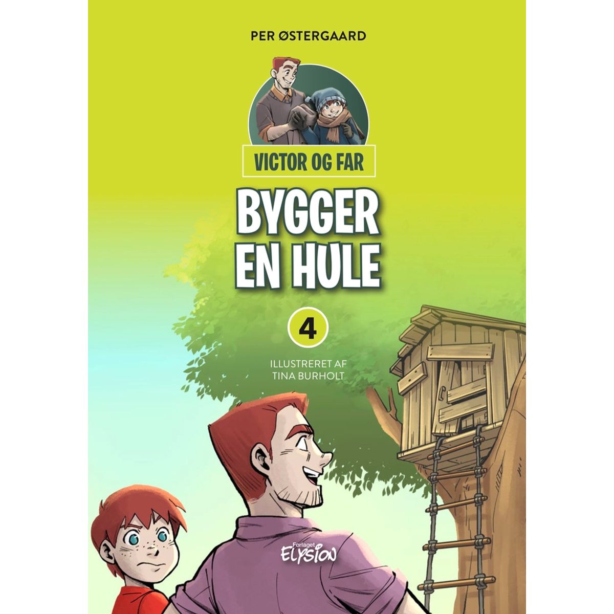 Victor og far bygger en hule