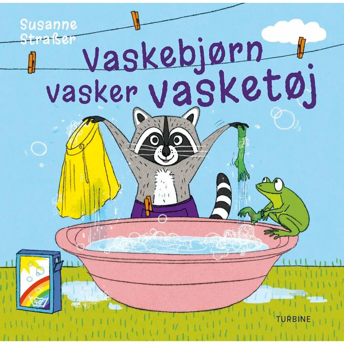 Vaskebjørn vasker vasketøj