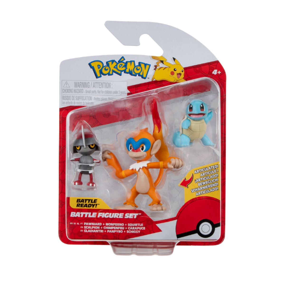 Pokémon Battle Figure 3-PAK PAWNIARD, SQUIRTLE, MONFERNO