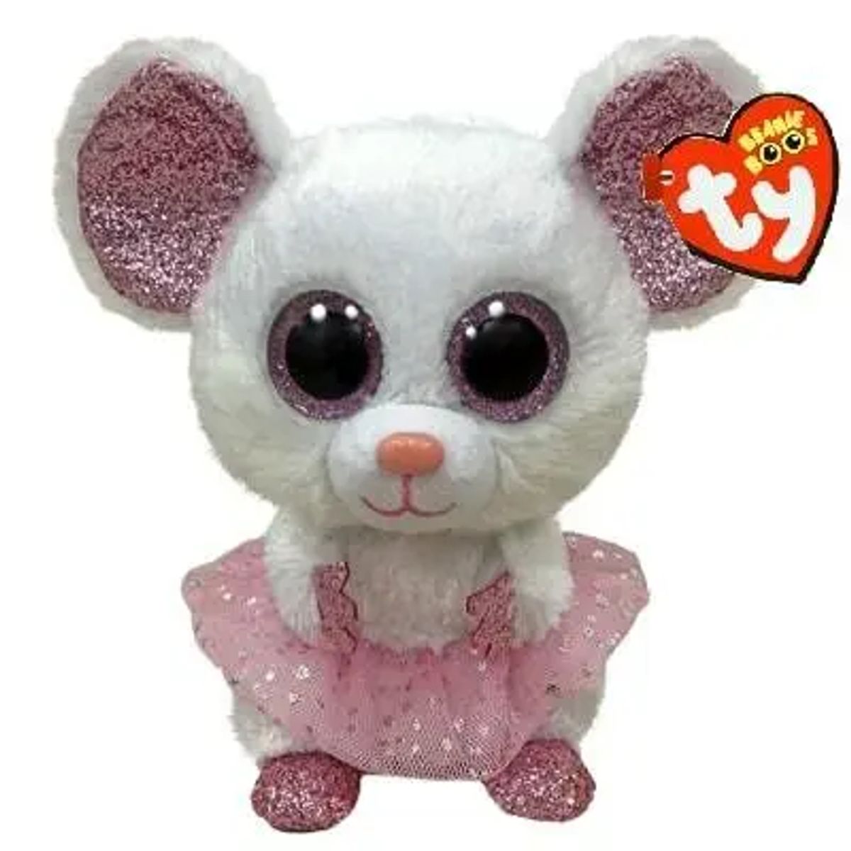 Ty Beanie Boos Nina hvid ballerina mus 15,5 cm