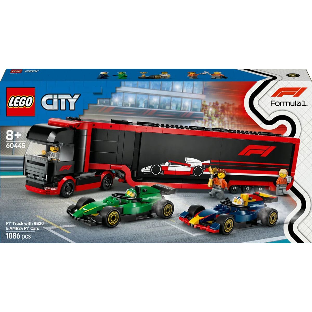 60445 LEGO City F1®-lastbil med RB20 og AMR24 F1®-biler