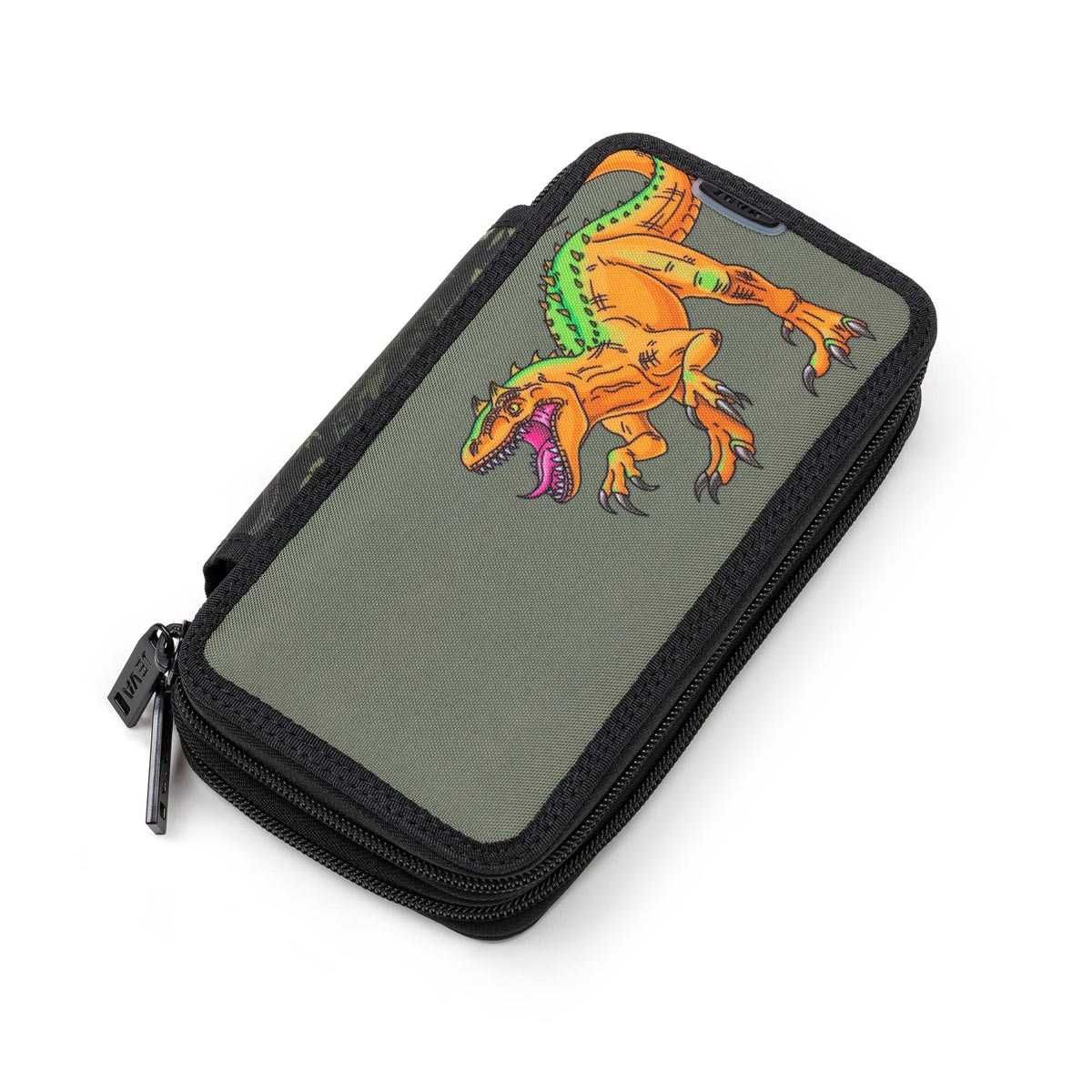 Jeva Two-Zip Pencil Case Camou Dino