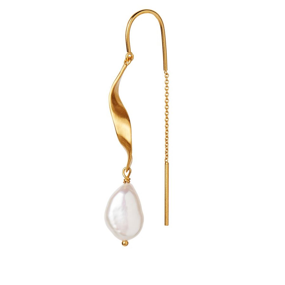 Long Twisted Earring w. Baroque Pearl