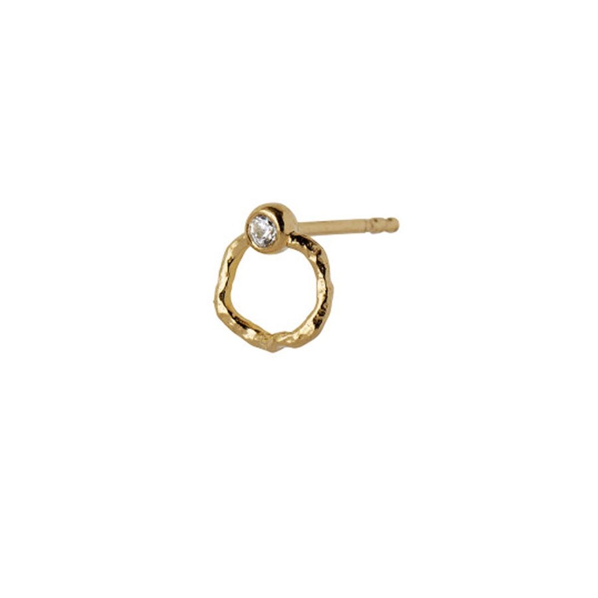 Petit Wavy Circle Earring w. Stone