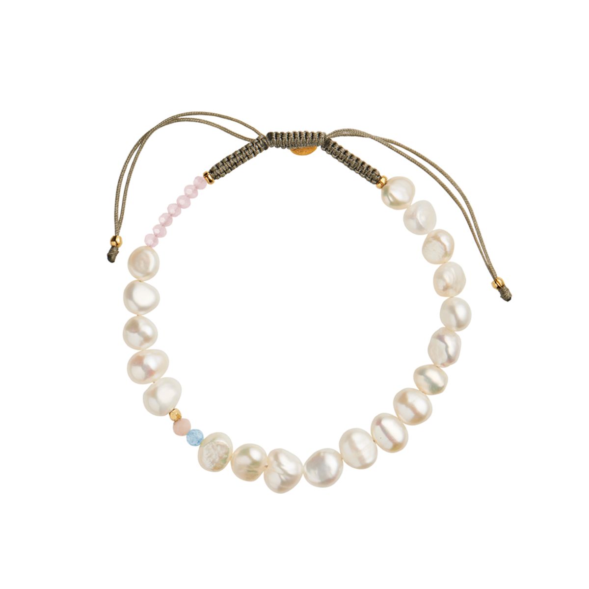 Perlie Creme Bracelet Blue & Pink Stone