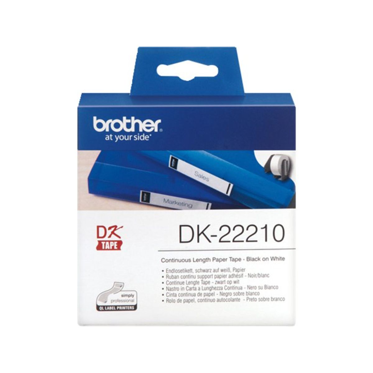 Brother DK22205 papiretiketter 62mmx30,48m hvid