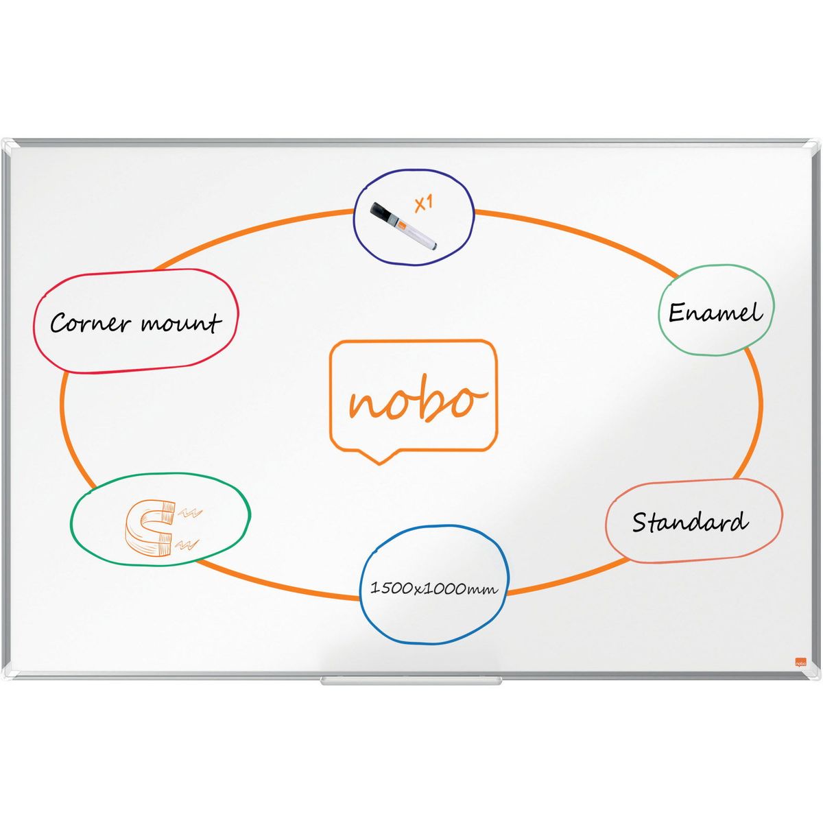 Nobo Premium Plus emaljeret whiteboard 150x100cm hvid