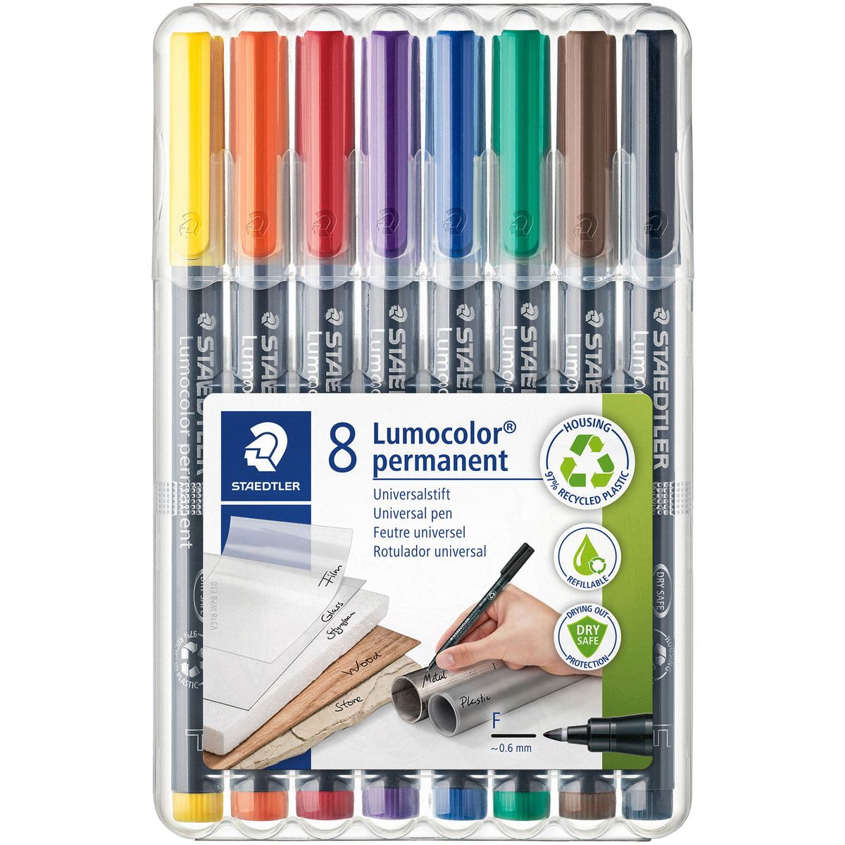 Staedtler Lumocolor 318F permanent overheadpenne 0,6mm 8 farver