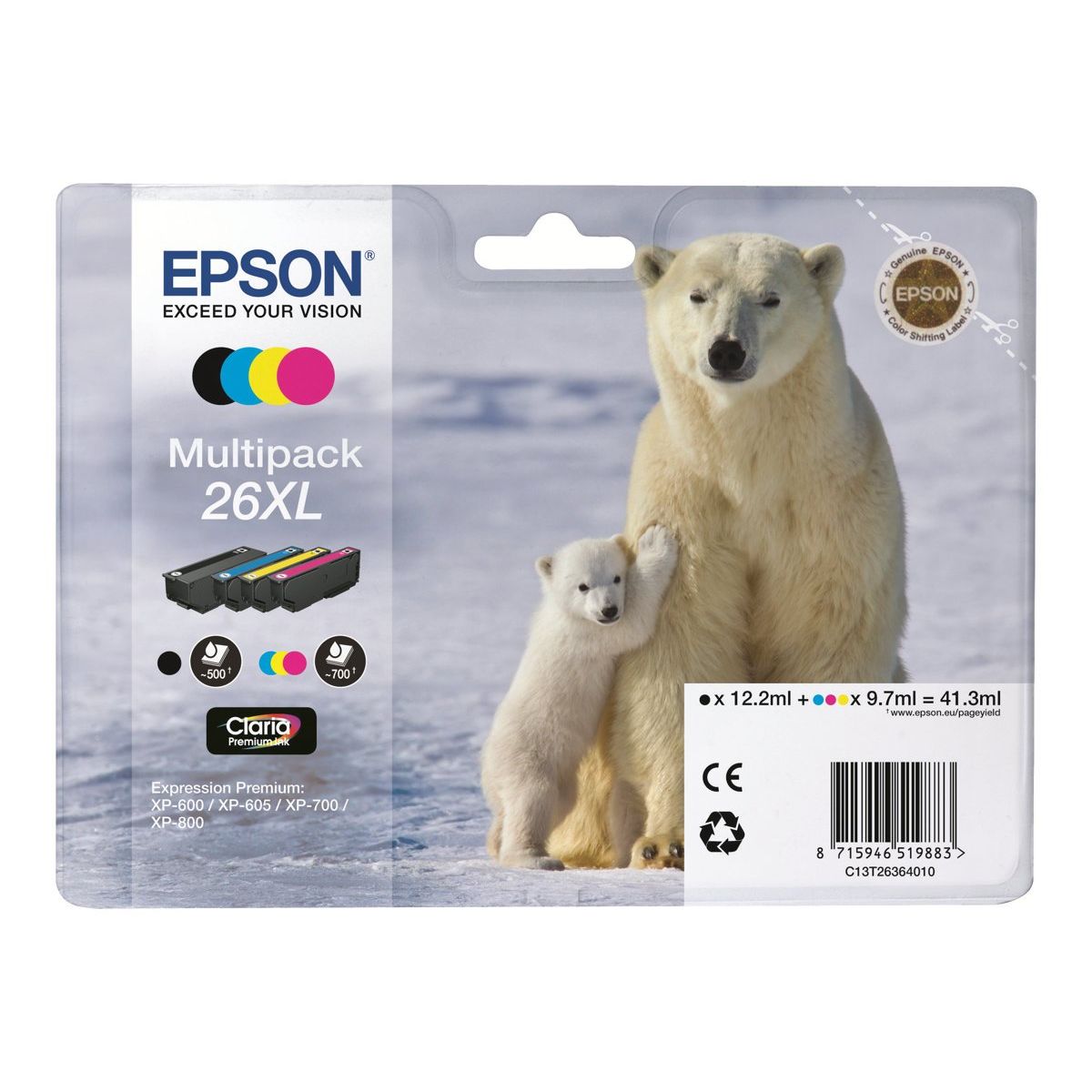 Epson 26XL C13T26364010 Multipakke Blækpatron, 700 sider