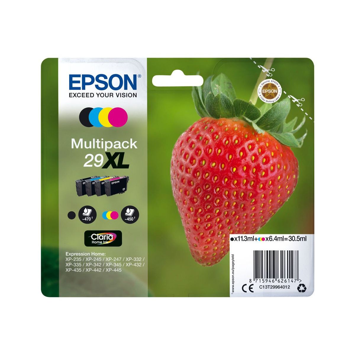 Epson 29XL C13T29964010 CMYK Multipakke Blækpatroner, 450 sider